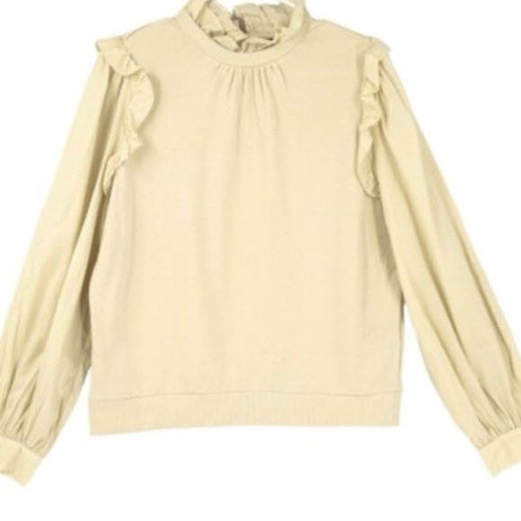 Who What Wear Ivory Blouse with Ruffles - Picture 1 of 12
